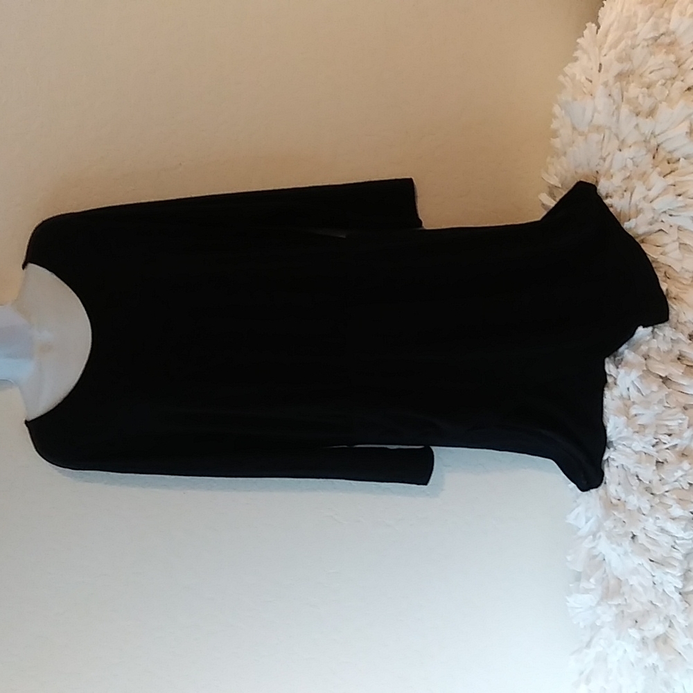 NWT Micheal Stars Black Side Wrap Dress Long Sleeve Size Petite Large